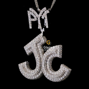 925 Sterling Silver Alphabetic Lettre Pendentif Iced Lab Grown Brilliant Cut VVS Clarity Diamonds Hip Hop Style Great Gift Idea - Product Image 3