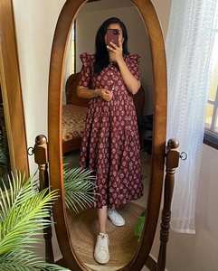 Robe de soirée/Kurta/Kurti indienne pour femme, en soie Georgette à imprimé floral numérique, entièrement cousue, à manches fantaisie, pour mariage et fêtes, pour adultes - Product Image 2