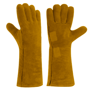 ถุงมือก่อสร้างหนังวัวสีแดงสะท้อนแสงป้องกันมือสำหรับงานเชื่อมขายดี - Product Image 2