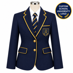 Blazer sur mesure ajusté à simple boutonnage brodé pour uniforme scolaire, universitaire ou de club privé - Product Image 1