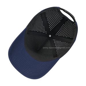 Chapeau de Golf en Polyester Spandex imperméable de haute qualité 5 panneaux trou perforé casquette à bord incurvé coupe au Laser couleur unie chapeau de Sport vierge - Product Image 4