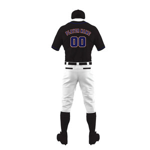 Custom Baseball Jersey Set Unisex Black White Pants Short Sleeve <b>Button</b> Moisture Wicking 100% Cotton Breathable Team Name All - Product Image 3