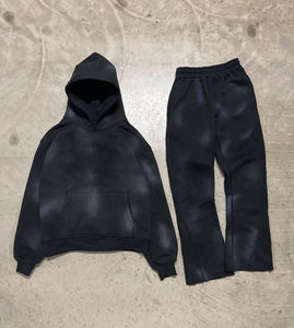 Chándal de hombre lavado con ácido Vintage de alta calidad 300-500 Gsm Nylon Sun Fade Sweatsuit Custom Logo Printing Flare Jogger Hoodie - Product Image 2