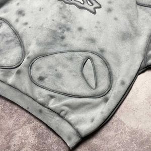 Sweat à capuche surdimensionné pour homme en molleton 100 % coton, de qualité supérieure, tendance, avec broderie et patchs effet vieilli, délavage acide, idéal pour l'hiver - Product Image 6