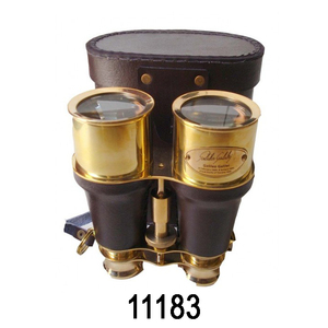 Binocular náutico de latón Vintage para amantes de la Marina y coleccionistas con acabado antiguo y estuche de cuero incluido - Product Image 6