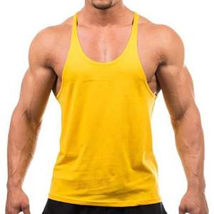 Men's New Style Solid Pattern Cotton Jogger Gym Singlet Sleeveless Fitness Tank Top <b>Vest</b> with Comfortable Knitted Weave - Product Image 1