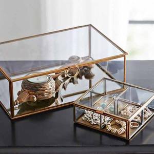 Attrayant or grande boîte à bijoux en verre conception merveilleuse boîte à bijoux en forme de cylindre pour la vente chaude tenture murale Almirah Design - Product Image 6