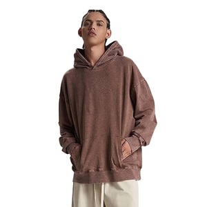 Sweat à capuche surdimensionné essentiel de luxe personnalisé coupe décontractée délavé à l'acide polaire vintage lourd brodé au soleil pour l'hiver - Product Image 2
