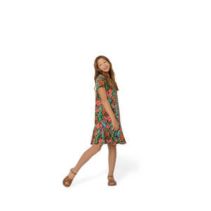 Abito Leota Serenity per Ragazze, in Chiffon Verde con Volant e Colletto Peter Pan, Taglia Media - per Feste, 14+ Anni - Product Image 1