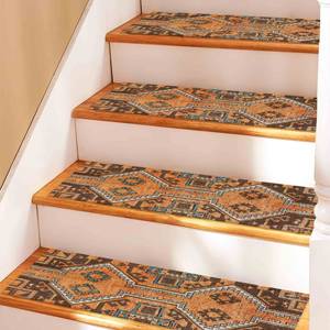 Tapis Orange Step, Tapis Marron, Tapis au design Kilim, Tapis à motifs géométriques, Tapis moderne, Gobelin - Product Image 1