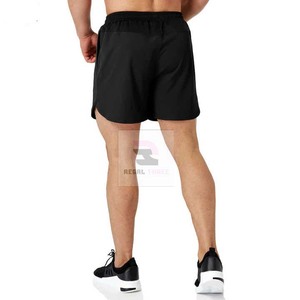 Shorts de sport mi-longs tissés écologiques pour hommes, respirants et décontractés, avec logo personnalisé, motif uni, taille élastique, vente en gros - Product Image 5
