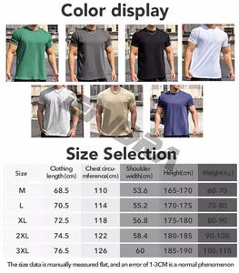 Nouveauté T-shirt de sport pour homme à col rond en tissu respirant uni à manches courtes avec fonction de séchage rapide pour la salle de sport et la remise en forme - Product Image 6