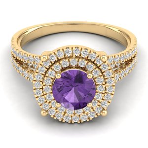 Bague de fiançailles REYES en or massif 14 carats certifiée IGI avec diamant rond brillant de 1,3 carat et améthyste, faite à la main - Product Image 6