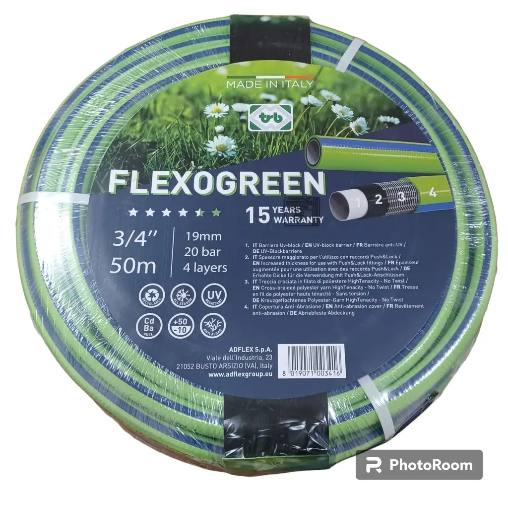 FLEXOGREEN FXG25 1" गार्डन नली पीवीसी सिंचाई विरोधी यूवी विरोधी घर्षण उच्च तापमान और कम तापमान प्रतिरोध पानी की नली