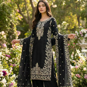 Costume palazzo en soie GMY de qualité supérieure avec broderie lourde en sequins - Product Image 1