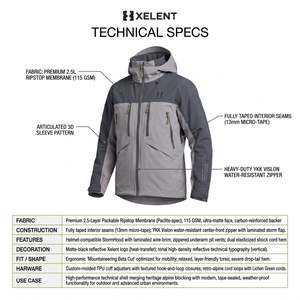 Veste imperméable à capuche pour homme personnalisée, 2,5 L, Paclite, pliable, résistante au vent, style alpin rétro, B2B OEM - Product Image 5