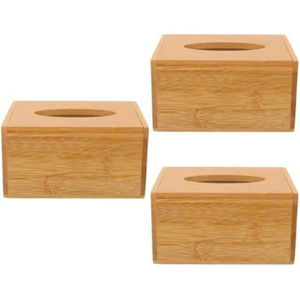 Soporte de caja de pañuelos de bambú respetuoso con el medio ambiente para almacenamiento de mesa y baño con aspecto nórdico moderno - Product Image 1
