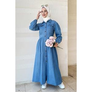 Abito in Denim Loya abbottonato 544-azzurro