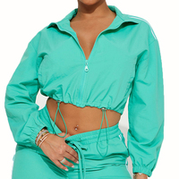 Ensemble de survêtement d'été pour femme grande taille, coupe-vent imperméable, personnalisé OEM, de haute qualité, couleur unie, écologique, avec fermeture éclair, séchage rapide