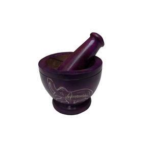 Top On Demand Sapstone Elephant Trunk Up Mortero con juego de mortero para hierbas y uso en cocina en tono púrpura a buen precio - Product Image 1