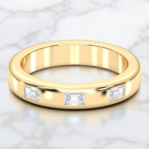 0.24 Carat E-F/VVS-VS Moissanite Emerald Cut Diamond 3 Stone Bague de mariage en argent sterling pour femme - Product Image 4