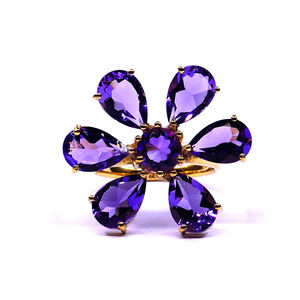 Anillo de bodas clásico para mujer, Plata de Ley 925 con oro Vermeil, amatista, piedra preciosa, Material de acero inoxidable para aniversario - Product Image 1