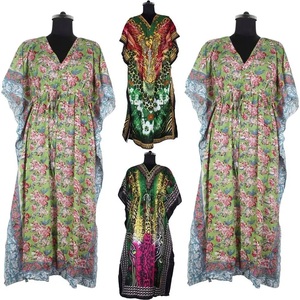 Moda sin mangas de seda pura Kaftan largo de talla grande ropa de dormir de mujer - Product Image 5