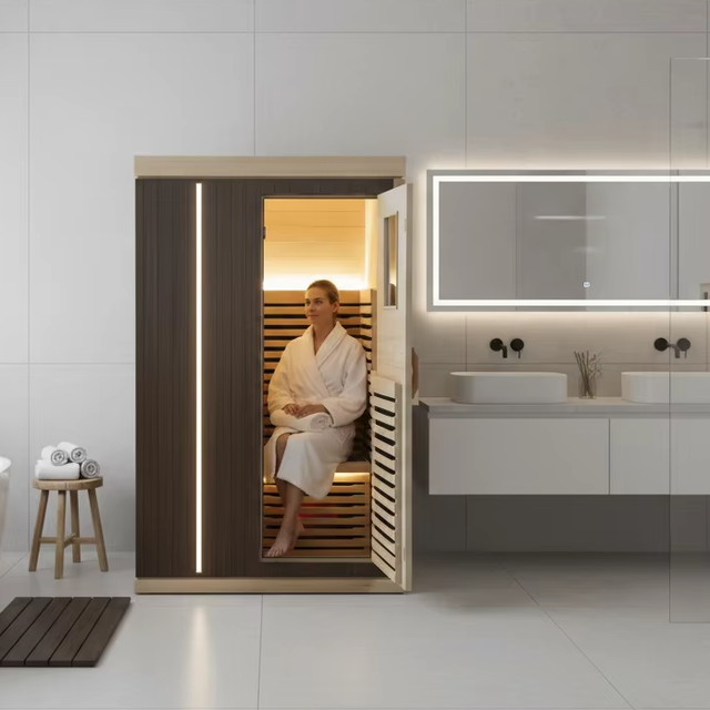 FSC-certified Canadian Hemlock Low EMF Infrared Sauna Room Low-EMF Dry Sauna for Home Use