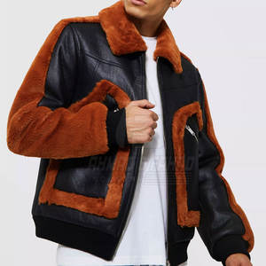 เสื้อแจ็คเก็ตหนังบุขนแกะมีฮู้ดสำหรับผู้ชาย พร้อมโลโก้ด้านหน้า บุซับในมาตรฐาน เหมาะสำหรับกิจกรรมกลางแจ้งในฤดูหนาว - Product Image 1