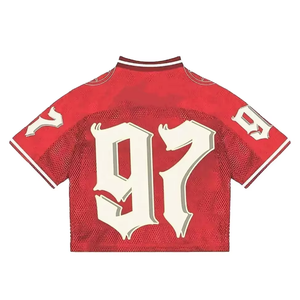 Top corto cuadrado personalizado, camisetas deportivas de fútbol americano, camiseta de rugby transpirable de malla retro suelta - Product Image 6