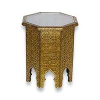 Table basse marocaine traditionnelle décorative pour la maison meubles de salon table basse classique avec cadre en bois et dessus en laiton