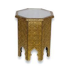 Mesa de centro tradicional marroquí decorativa para el hogar, muebles de sala de estar, mesa de centro clásica con marco de madera y tapa de latón - Product Image 5