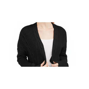 Cardigan Lungo da Ragazza Ultra Flirt con Lavorazione a Trecce, Apertura Frontale, Stampa Casual, Stagione Autunnale, Nero in Acrilico, Taglia Large - Product Image 2