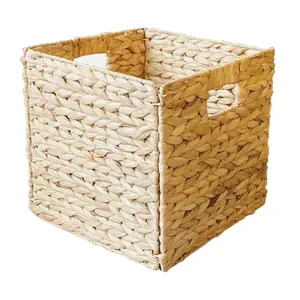 Handwoven Vintage Style Water Hyacinth Storage <b>Basket</b> Flexible & Sustainable <b>Foldable</b> Design for Home Organization - Product Image 5
