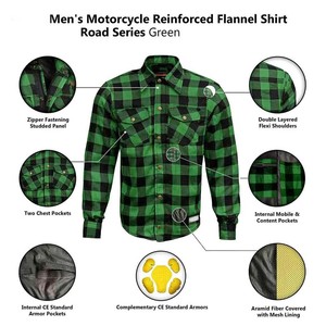 เสื้อเคฟลาร์สำหรับผู้ชายเสื้อเชิ๊ตสำหรับขี่มอเตอร์ไซด์ผ้าสักหลาด - Product Image 2