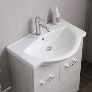 Mueble de Baño Ravenna de 65 cm, Resistente, con Lavabo y Encimera de Roble Blanco, Patas Cromadas, Estilo Contemporáneo - Product Image 2