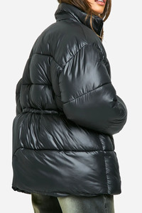 Wholesale Custom Logo Black Oversized fit Cinched Waist <b>Women</b> Puffer <b>Jacket</b> <b>Windbreaker</b> Winter Streetwar Puffer <b>Jacket</b> For <b>Women</b> - Product Image 2