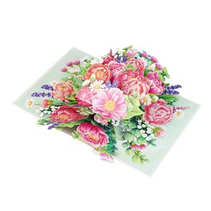 โรงงานขายส่งโดยตรง การ์ดป๊อปอัพดอกไม้ 3 มิติ งานแฮนด์เมด ลายดอกโบตั๋น - Product Image 4