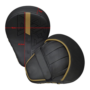 Guantes de Boxeo de Cuero Negro y Espuma PU, Almohadillas de Entrenamiento Curvas, Correa Ajustable, Ventiladas, para Kickboxing - Product Image 3