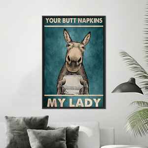 Rustic <b>Bathroom</b> Canvas Art - Funny Donkey Humor <b>Print</b>,Black Framed - Product Image 1