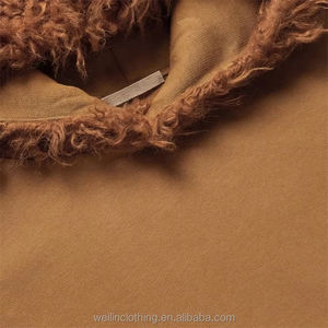 Basics Cotton Blended Custom 100%Cotton Drawstring Kangaroo Pocket <b>Fur</b> Hood Pullover <b>Hoodie</b> for Men Reasonable Price OEM Service - Product Image 5