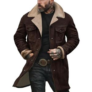 Abrigo de Cuero de Gamuza Estilo Vintage para Hombre con Forro Cálido de Borrego - Product Image 5