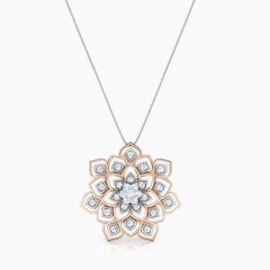 White and Blue VVS Quality Lab Grown Diamond 16k Rose Gold Plated Pendant Cuban Link <b>Chain</b> Necklace Hip Hop <b>Iced</b> Gift Women - Product Image 2