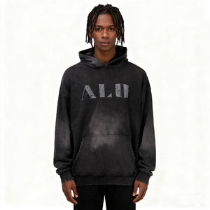 Sudadera con Capucha Personalizada OEM para Hombre, 100% Algodón, Felpa Francesa, Invierno, Gruesa, Estilo Desgastado, Efecto Desteñido por el Sol, Estilo Urbano - Product Image 1