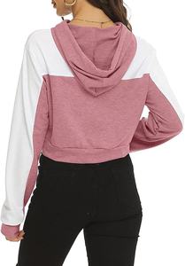 Women's Casual Long Sleeve Cropped Hoodie Color Blocked <b>Top</b> Sweatshirt Pullover <b>Crop</b> Hoodie - Product Image 6