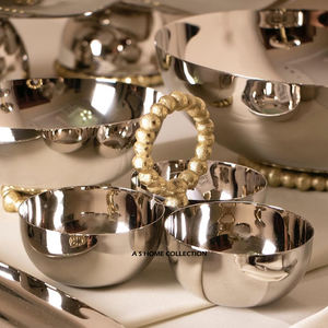 Cuenco redondo de Metal de buena calidad para servir, diseño moderno y frondoso para decoración moderna de bodas y restaurantes, exhibición de alimentos y frutas - Product Image 5