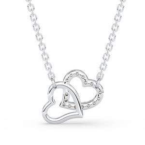 Bijoux fins en argent Sterling 925, collier avec pendentif en pierre de zircon cubique en forme de Double cœur pour femmes, vente en gros d'usine - Product Image 5