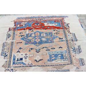 Alfombra Turca Vintage, Alfombra de Lana con Puntos Azules y Rojos, 6.2x4.9 pies - Product Image 5