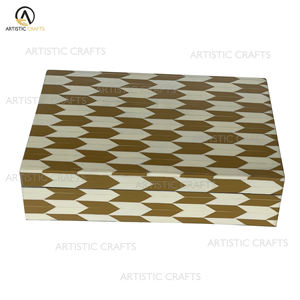 Boîte décorative de luxe faite à la main avec incrustation en os naturel Design gravé Artisanat naturel écologique - Product Image 4