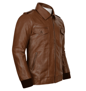 Veste d'hiver en cuir personnalisée pour hommes, style bombardier, coupe-vent, conception ODM, fermeture à glissière, doublure de haute qualité - Product Image 2